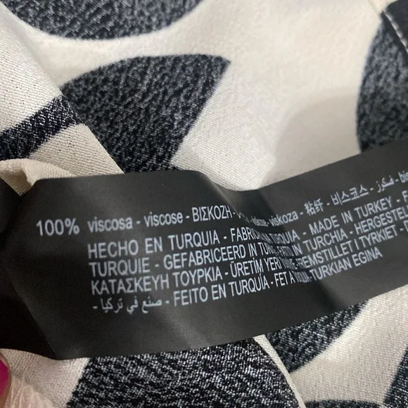 NWT Zara Abstract Women S Black White Long Sleeve Mini Dress-V-Neck Button Front - Picture 10 of 11